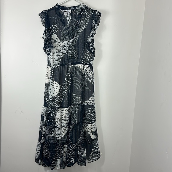 Philosophy Navy Blue & White Maxi Flowy Tiered Ruffle Dress Medium - Picture 6 of 9